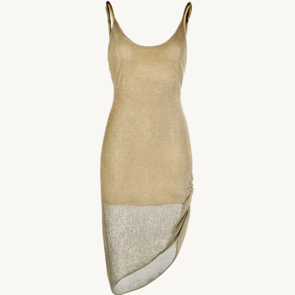 Asta resort Lily gold metallic mesh slip dress